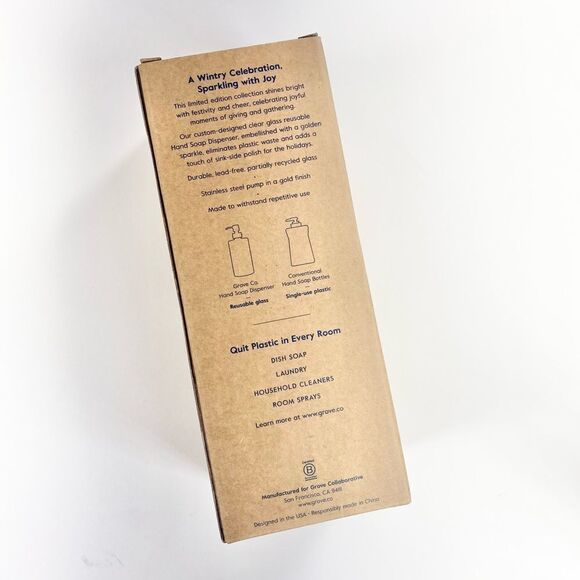 Grove collaborative sparks of Joy hand soap dispenser clear gold 13.5 - Picture 4 of 7